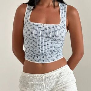 NWT Motel Jinisia Corset Top in Floral Stripe